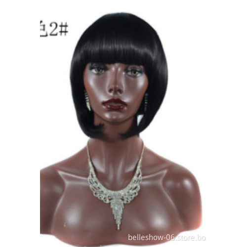 Xin Si Popular short bob head mid-point wig set Short straight hair mid-point bangs straight bangs short straight hair wig